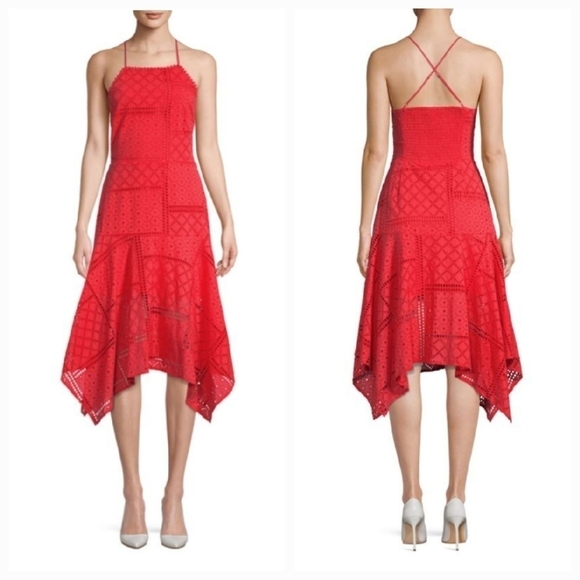 NEW PARKER Capri Cottton Sundress Coral Red Eyelet - Picture 2 of 6